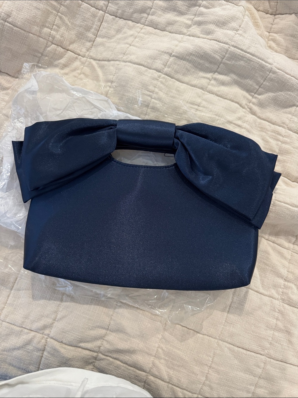 Navy Bow Accent Evening Clutch